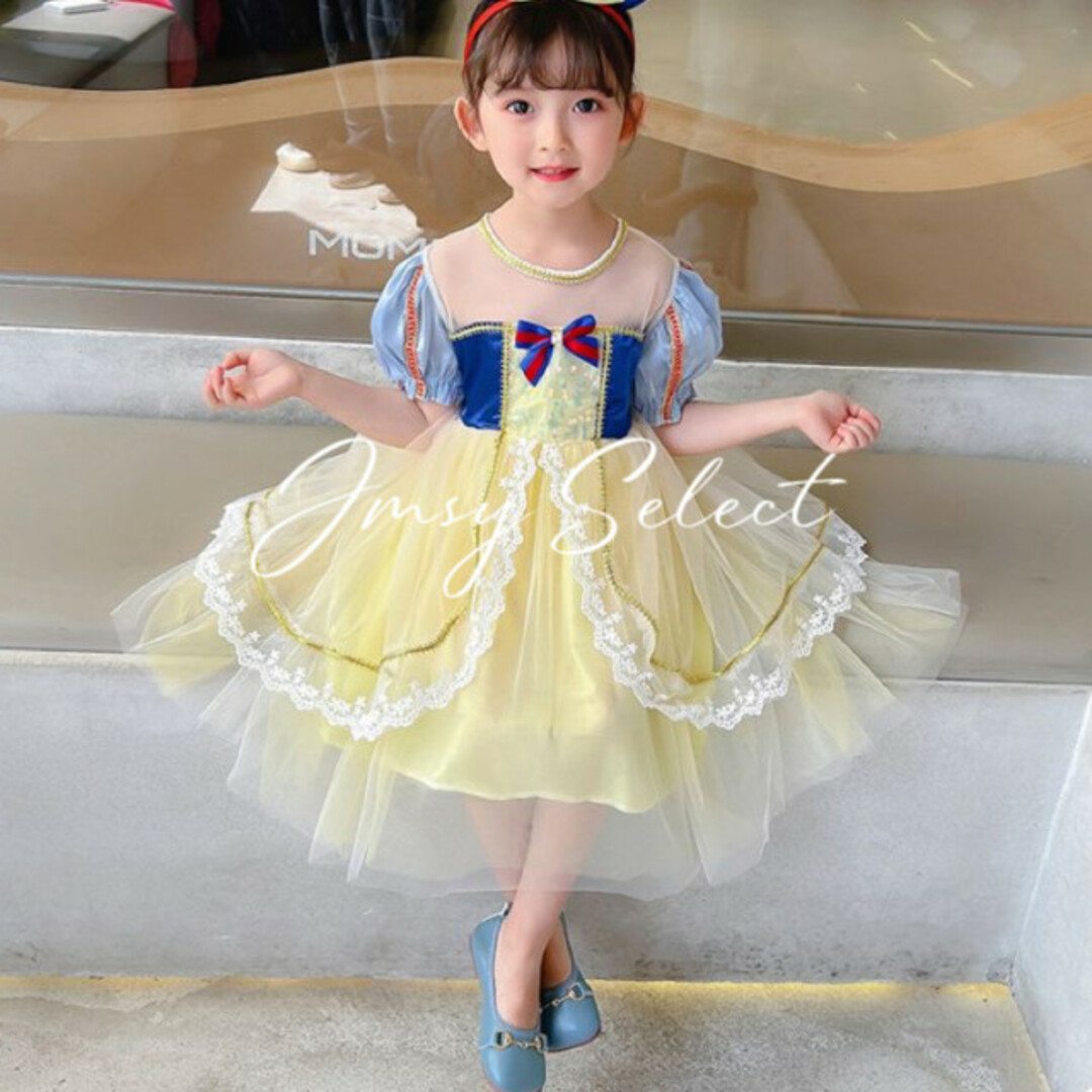 最新発見 Disney カチューシャ付き 130cm▶︎半袖白雪姫ドレス - コスプレ衣装