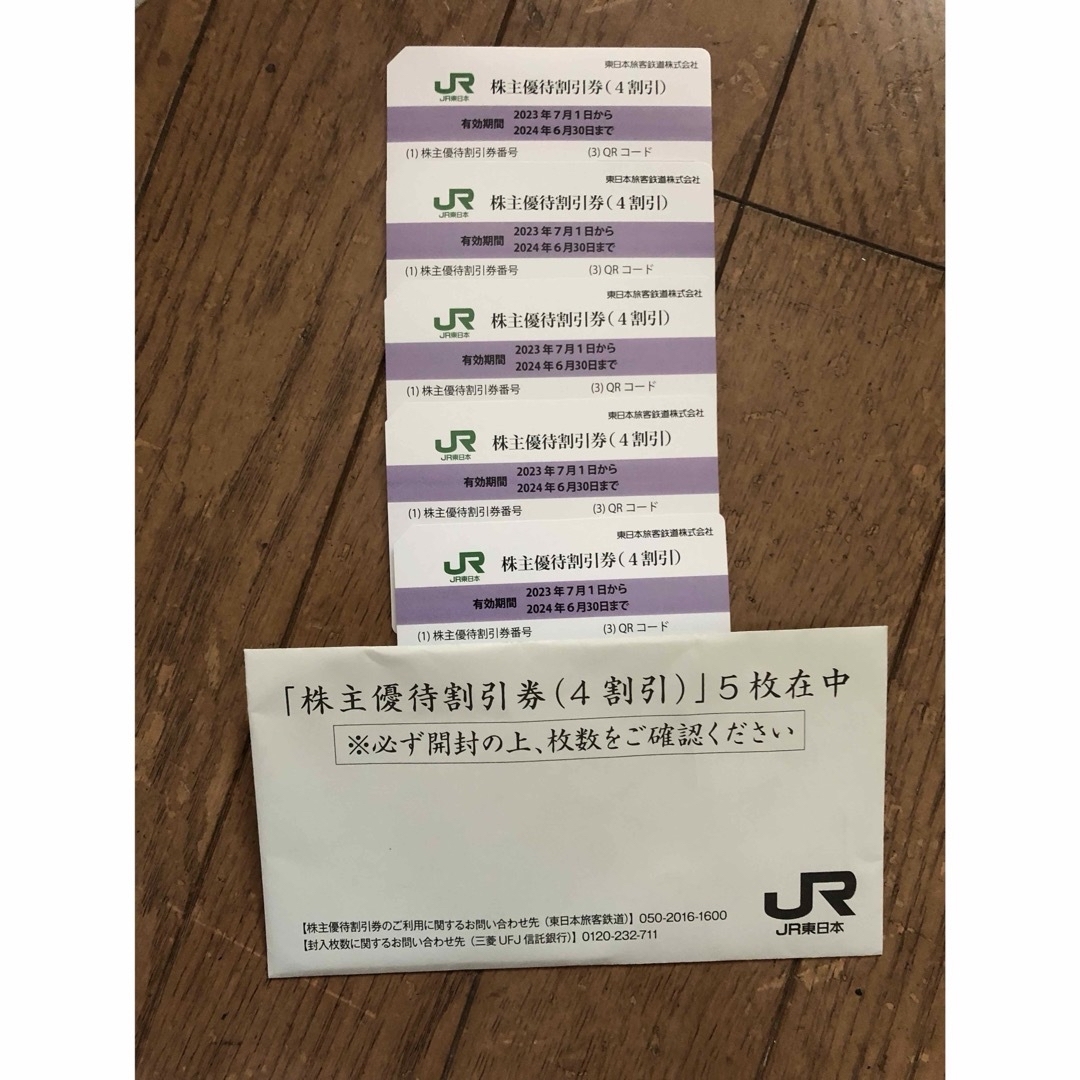 最新　匿名配送　送料無料　新品　JR東日本 株主優待割引券 5枚　追跡可能 1