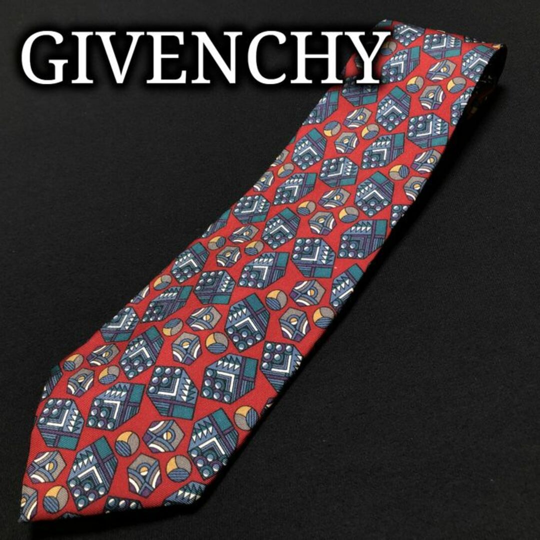 GIVENCHY(ジバンシィ)のジバンシィ 小紋 レッド＆グリーン ネクタイ A104-I08 メンズのファッション小物(ネクタイ)の商品写真