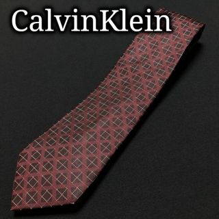 カルバンクライン(Calvin Klein)のカルバンクライン チェック ワインレッド ネクタイ A104-I16(ネクタイ)