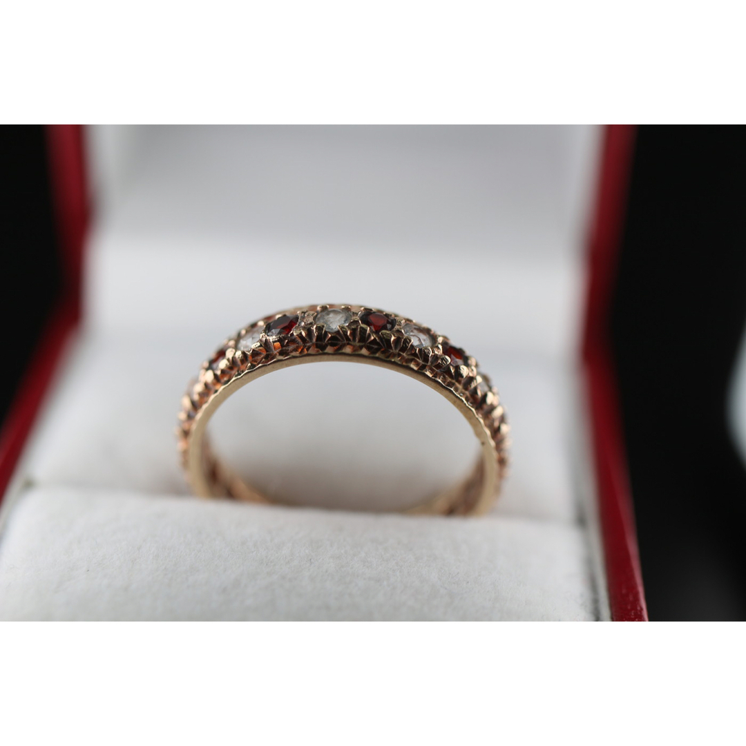 絶品 英国 ビンテージ レディース ゴールド 指輪 ガーネット 375 J115 レディースのアクセサリー(リング(指輪))の商品写真