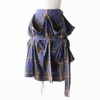 ヴィヴィアンウエストウッド(Vivienne Westwood)の美品△正規品 ヴィヴィアンウエストウッド レッドレーベル リボンベルト付 チェック柄 デザイン スカート パープル系マルチカラー 2 日本製(ロングスカート)