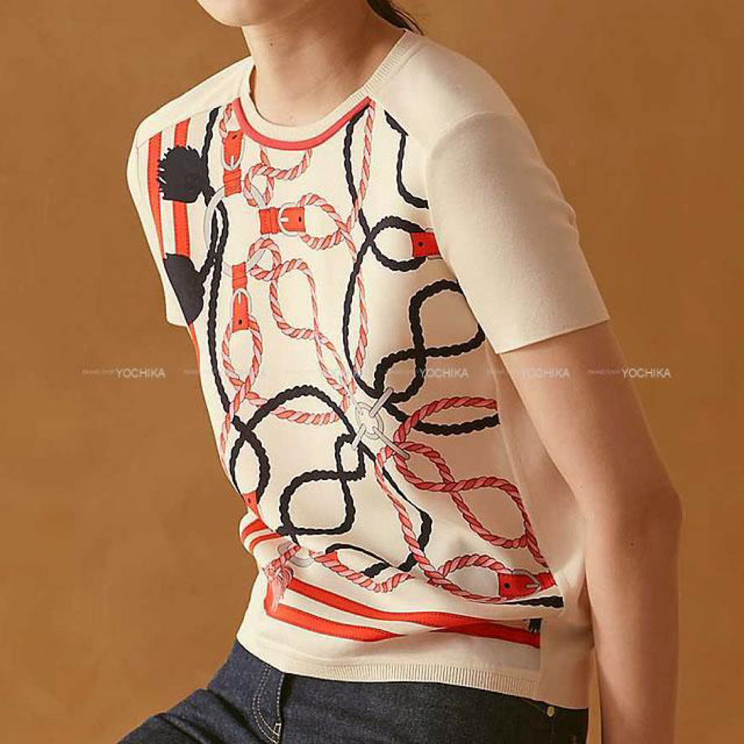 Hermes - 新品未使用 HERMES レディース 半袖 ニット シルクコットン