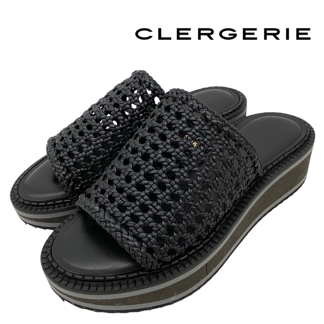 極美品〉CLERGERIE クレジュリー【25】厚底 メッシュ サンダル 黒