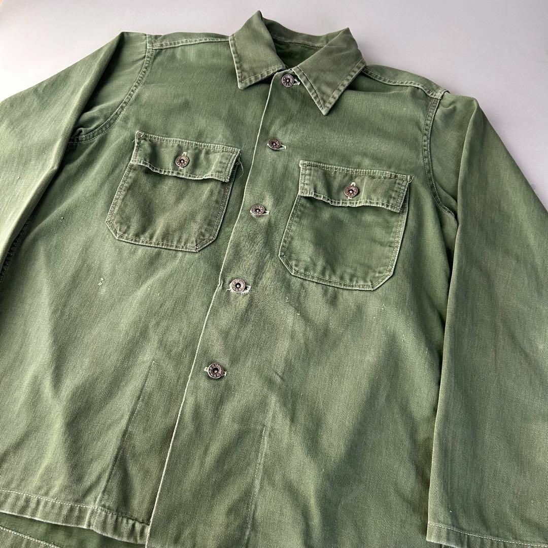 【珍品】40s ヴィンテージ 米軍 月桂樹ボタン ユーティリティーシャツ