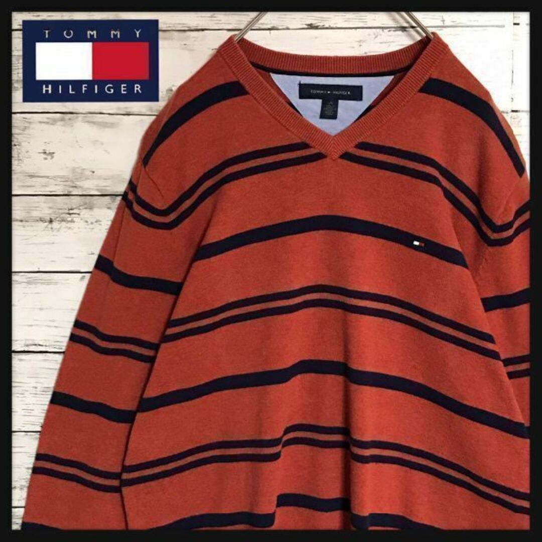 TOMMY HILFIGER(トミーヒルフィガー)の【人気 Lサイズ】トミーヒルフィガー⭐︎刺繍ロゴ入りニットセーター　F74 メンズのトップス(ニット/セーター)の商品写真