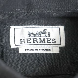 極美品▼HERMES エルメス セリエボタン ドラゴン総柄 コットンジャガード 長袖シャツ ダークグレー 39/15 1/2 フランス製 メンズ 正規品