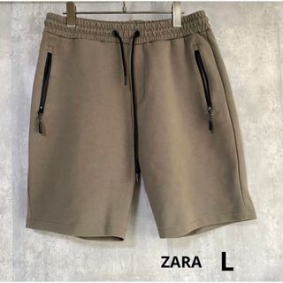 ザラ(ZARA)のザラ　ZARA  ポリエステル50%  ハーフパンツ　L  カーキ　パンツ(ショートパンツ)