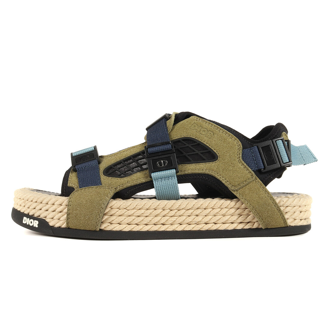 Dior HOMME ディオールオム サイズ:39 21SS アトラス サンダル Atlas Sandals 3SA094ZIZ ジュートソール スエードレザー ナイロン コンビ ストラップ スポーツ カーキ イタリア製 ブランド シューズ 【メンズ】【美品】