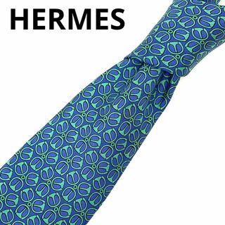 エルメス(Hermes)のHERMES エルメス　ネクタイ　ブランド　総柄　ワイドタイ　派手柄　グリーン(ネクタイ)