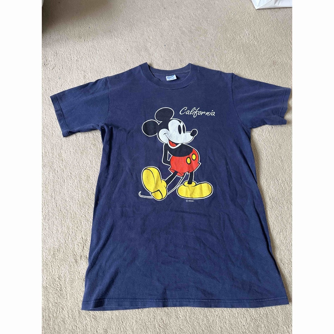 ミッキーマウス Tシャツ  美品 ネイビー ビンテージTシャツ/カットソー(半袖/袖なし)