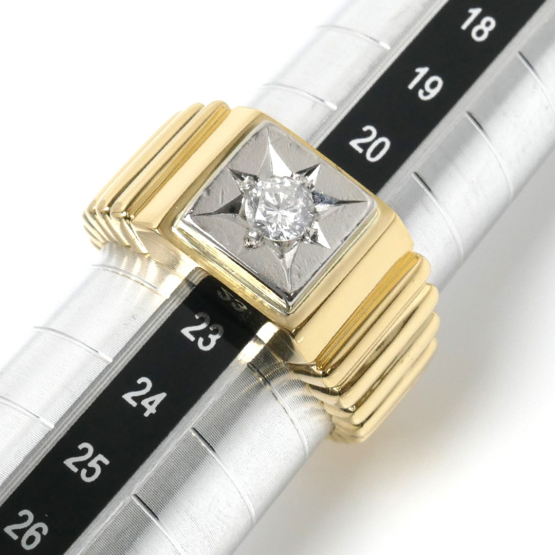 K18YG イエローゴールド Pt900プラチナ 印台 リング・指輪 ダイヤモンド0.364ct 22号 23.4g メンズ 5