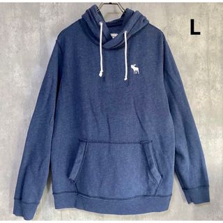 アバクロンビーアンドフィッチ(Abercrombie&Fitch)のアバクロ　abercrombie＆fitch  パーカー　裏地起毛　L  青(パーカー)