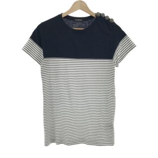 バルマン(BALMAIN)のバルマン オム 14SS ショルダーボタン ボーダーTシャツ(Tシャツ/カットソー(半袖/袖なし))