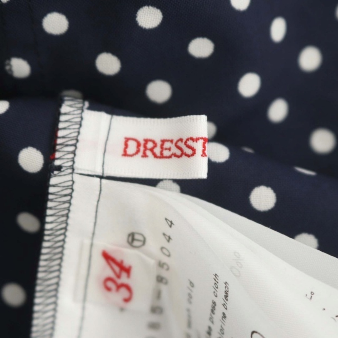 DRESSTERIOR(ドレステリア)のドレステリア スタンドフリルドットシャツ 長袖 34 紺 白 ネイビー ホワイト レディースのトップス(シャツ/ブラウス(長袖/七分))の商品写真