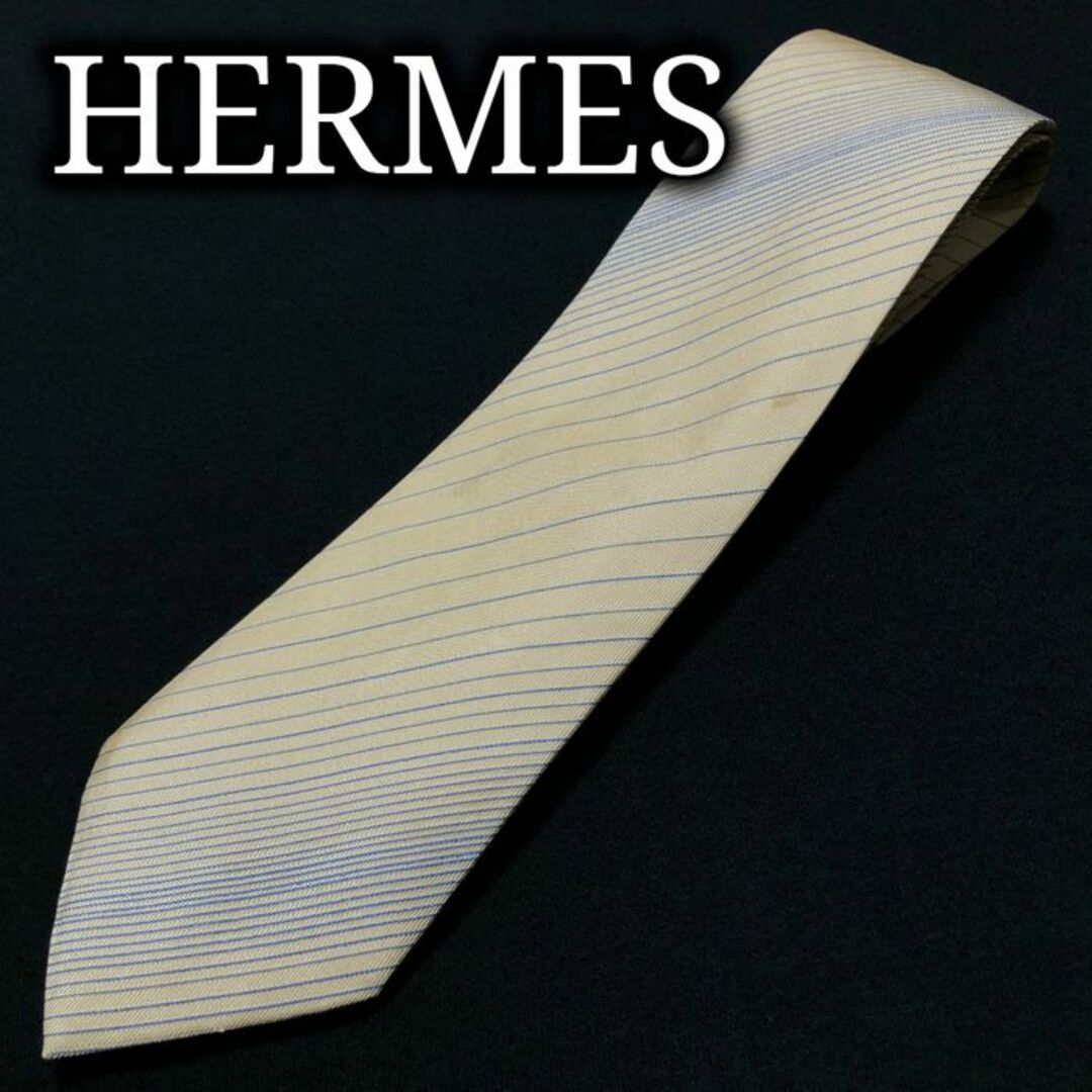 Hermes(エルメス)のエルメス レジメンタル ライトベージュ ネクタイ A103-J03 メンズのファッション小物(ネクタイ)の商品写真