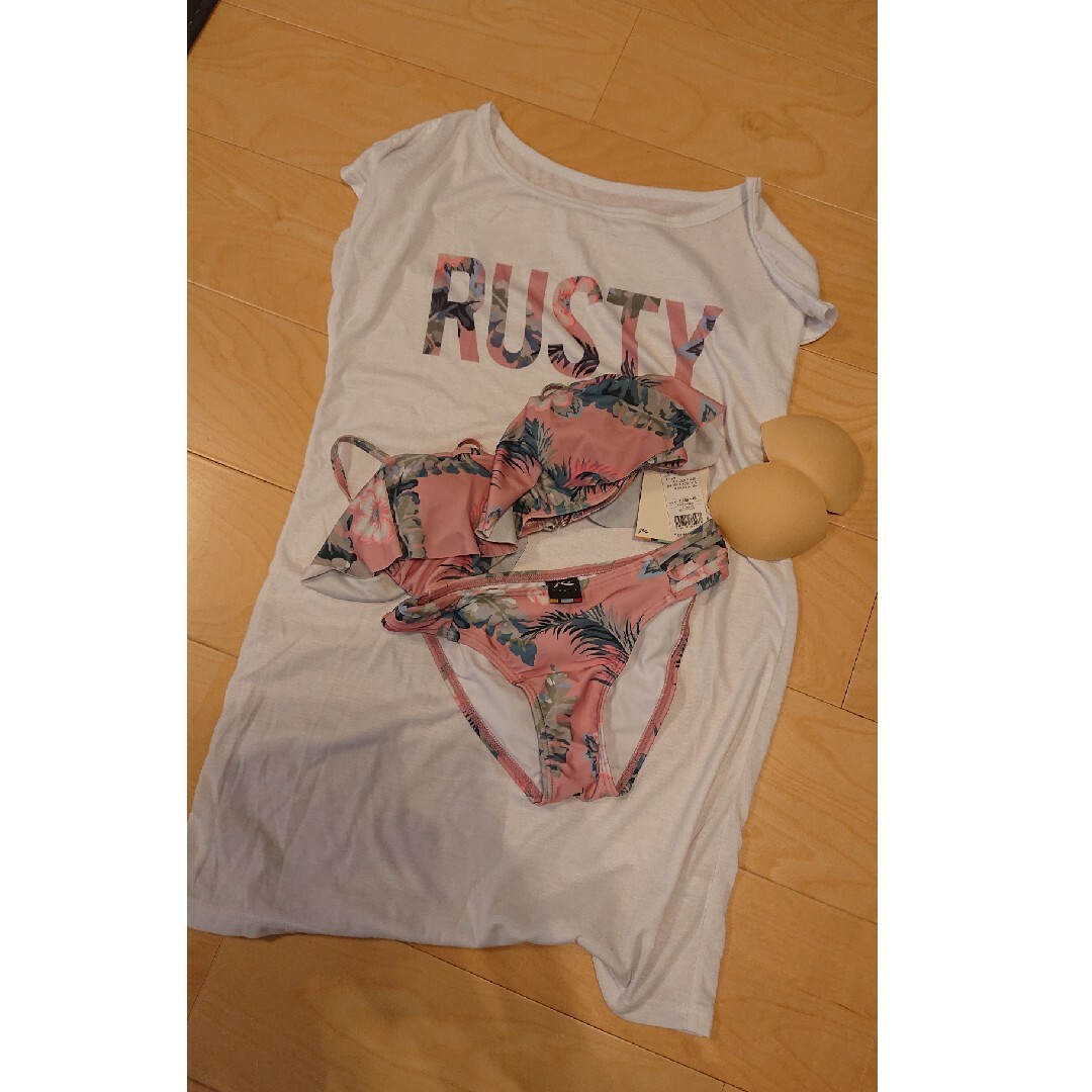 RUSTY(ラスティ)のラスティ ワイヤー水着 Tシャツセット 9M レディースの水着/浴衣(水着)の商品写真