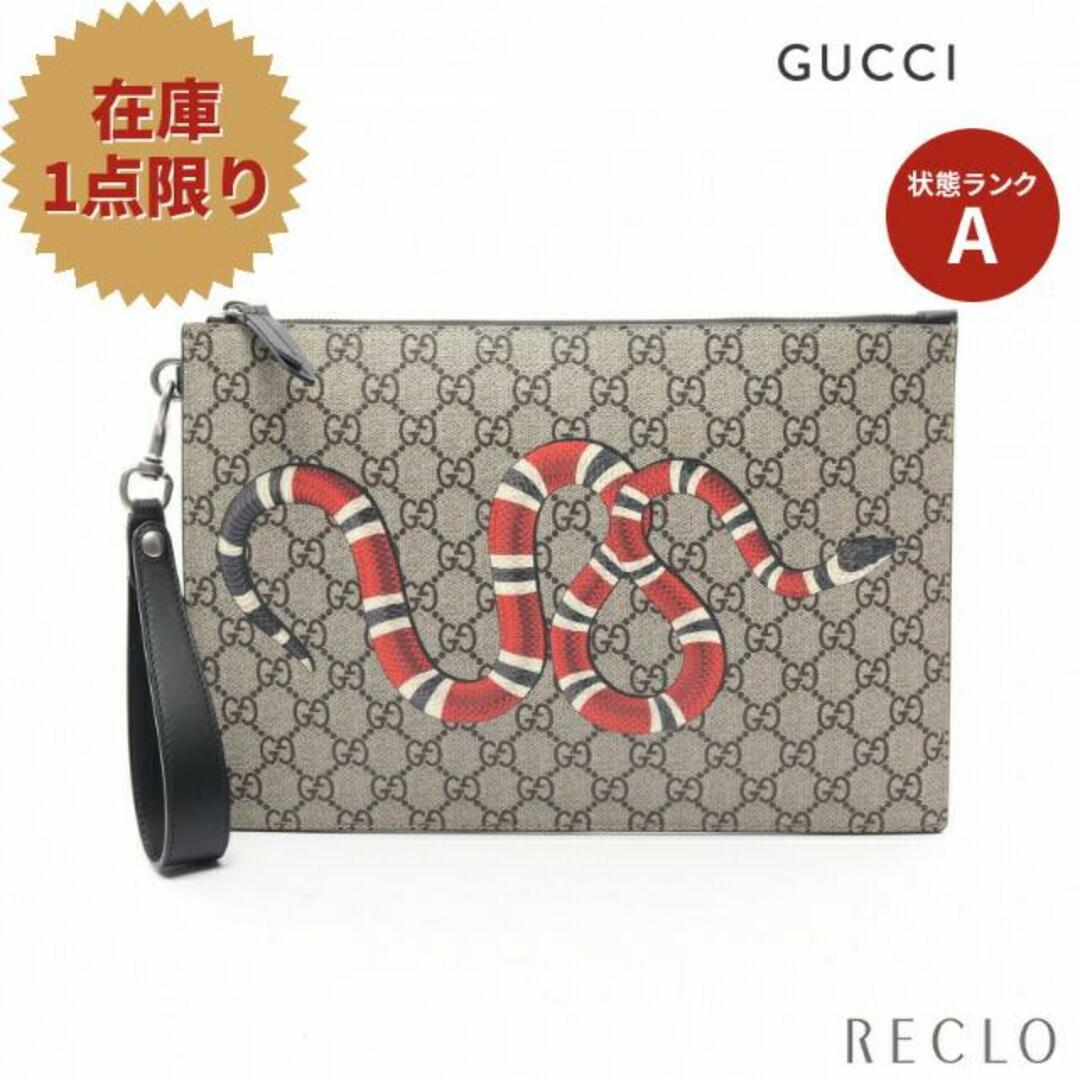 Gucci - GGスプリーム クラッチバッグ パイソン PVC レザー ベージュ