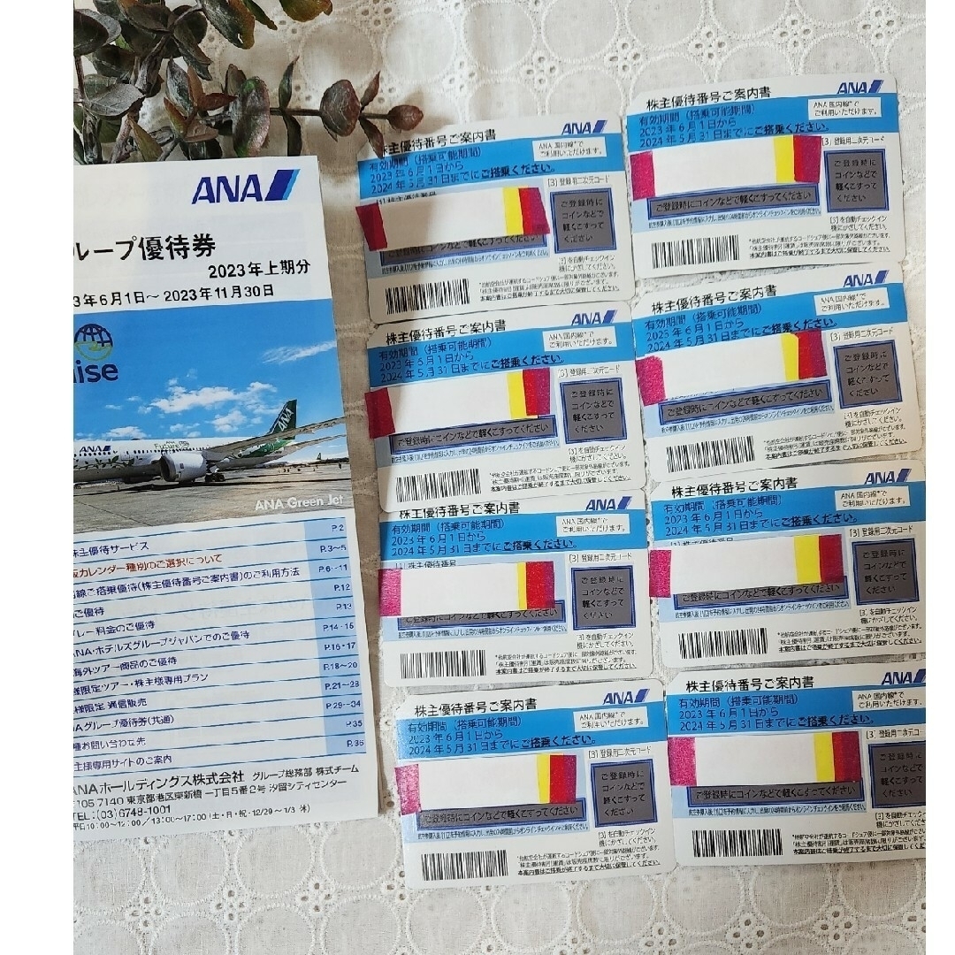 ANA(全日本空輸)(エーエヌエー(ゼンニッポンクウユ))のANA 株主優待券８枚+グループ優待券プレゼント チケットの乗車券/交通券(航空券)の商品写真
