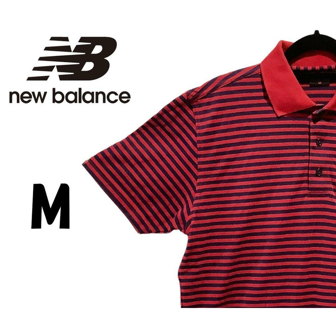 New Balance(ニューバランス)のニューバランス　半袖 ポロシャツ　ボーダー　レッド　M　K00140 メンズのトップス(ポロシャツ)の商品写真