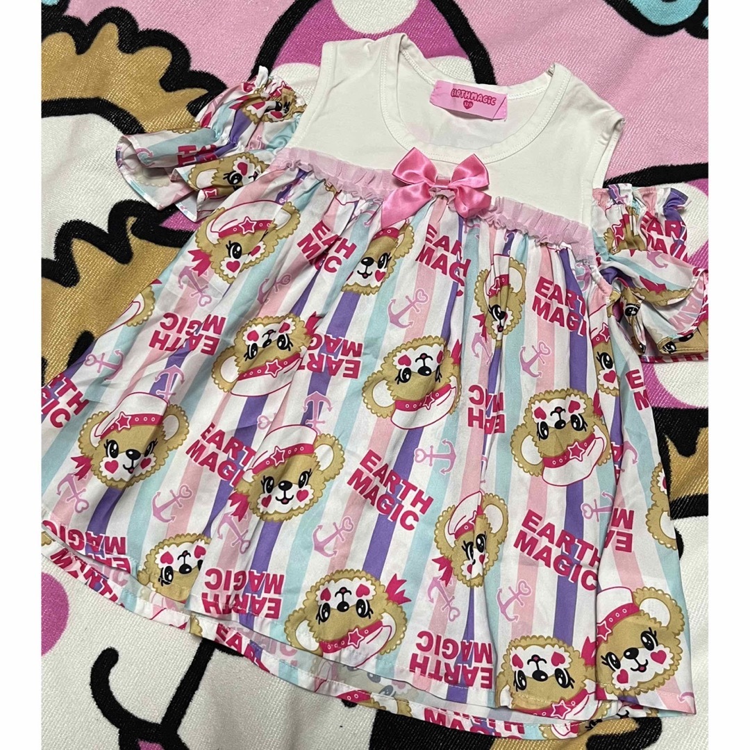 EARTHMAGIC(アースマジック)のアースマジックストライプマフィーセトア120 キッズ/ベビー/マタニティのキッズ服女の子用(90cm~)(Tシャツ/カットソー)の商品写真