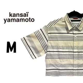 カンサイヤマモト(Kansai Yamamoto)のカンサイヤマモト　半袖 シャツ　ボーダー　イエロー　M　K00132(シャツ)