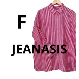 ジーナシス(JEANASIS)の美品【ジーナシス】シャツ　ストライプ　ボーダー　赤ピンク　オーバーサイズ(シャツ/ブラウス(長袖/七分))