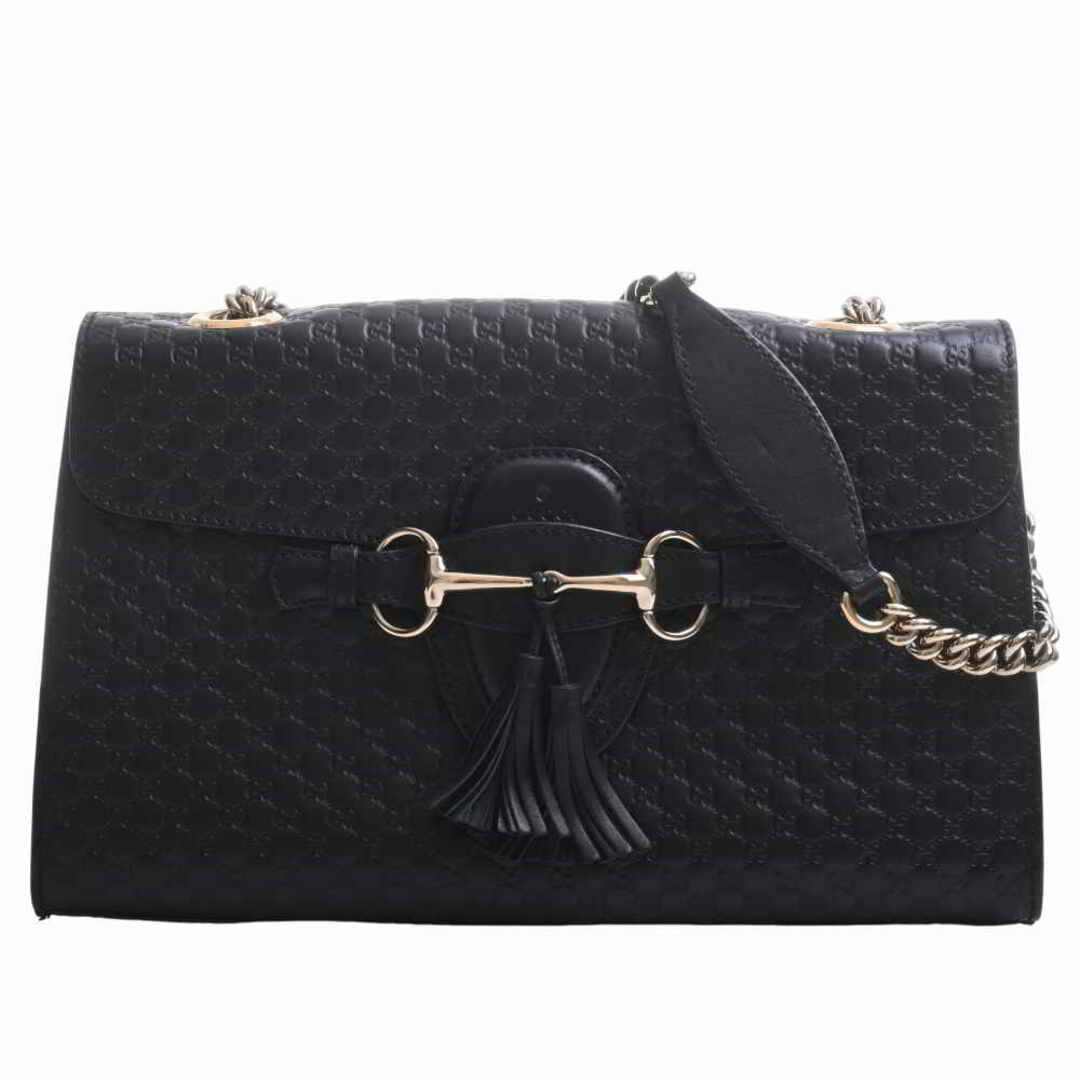 【中古】Gucci グッチ マイクログッチシマ レザー チェーン ショルダーバッグ 449635 ブラック by | フリマアプリ ラクマ