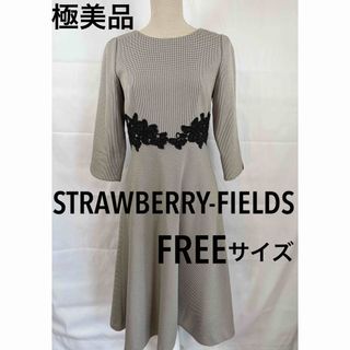 ストロベリーフィールズ(STRAWBERRY-FIELDS)の極美品　STRAWBERRY-FIELDS　ロングワンピース　レース付　FREE(ロングワンピース/マキシワンピース)