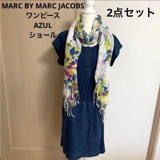 マークバイマークジェイコブス(MARC BY MARC JACOBS)の2点セットMARC BY MARC JACOBS デニムワンピース＋ショール　L(ひざ丈ワンピース)