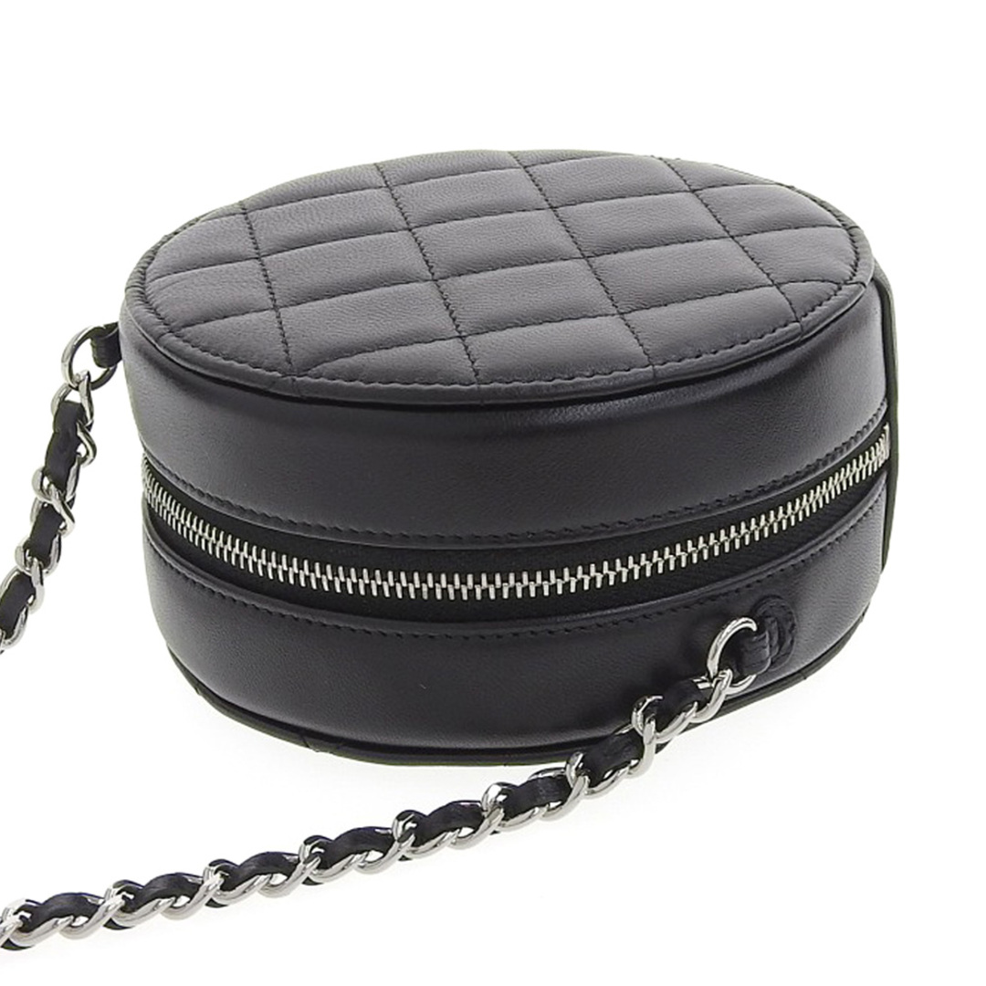 CHANEL シャネル マトラッセ ショルダーバッグ 丸形 斜め掛け チェーンショルダー ブラック ラムスキン 28番台 レディース【質屋】