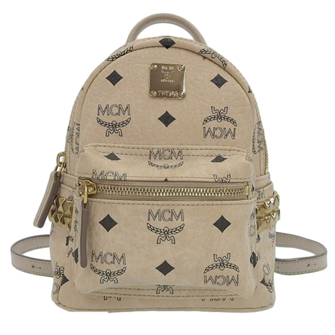 MCM ヴィセトス　サイドスタッズ　リュック　バックパック　黒　レザー