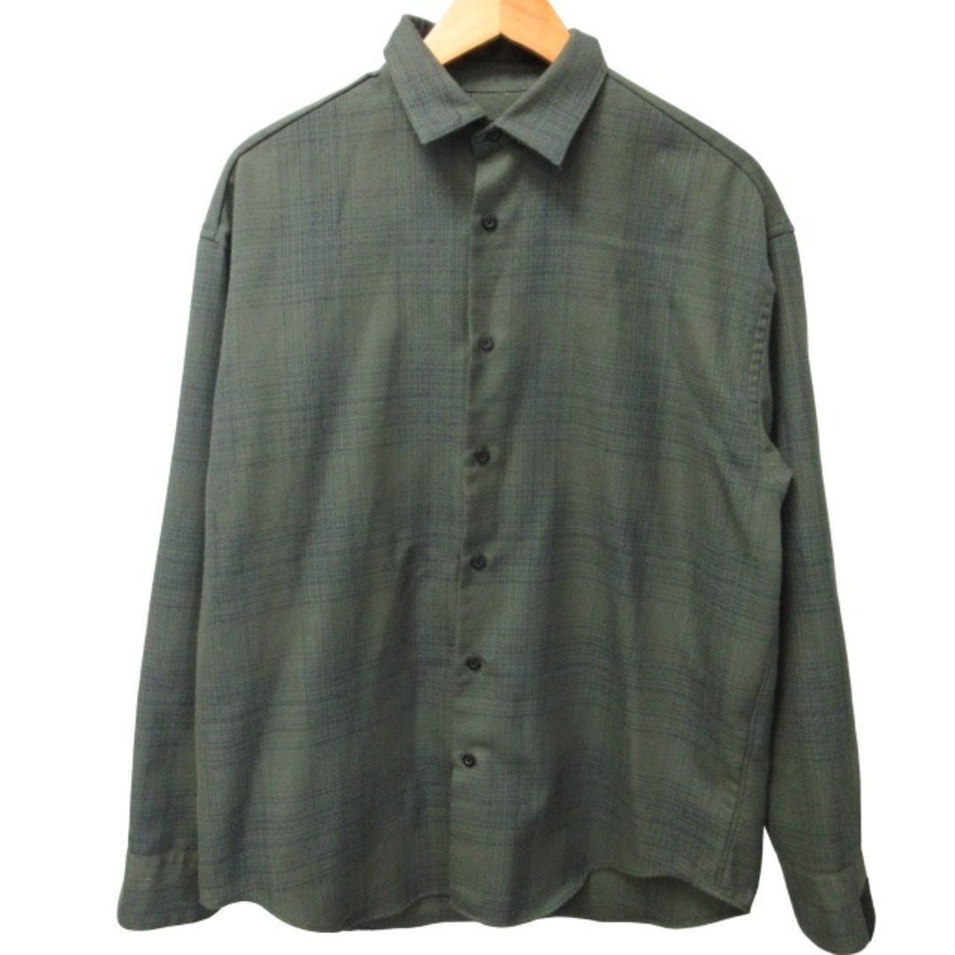 ミスターハリウッド 美品 近年モデル チェックシャツ 長袖 緑 36 STK