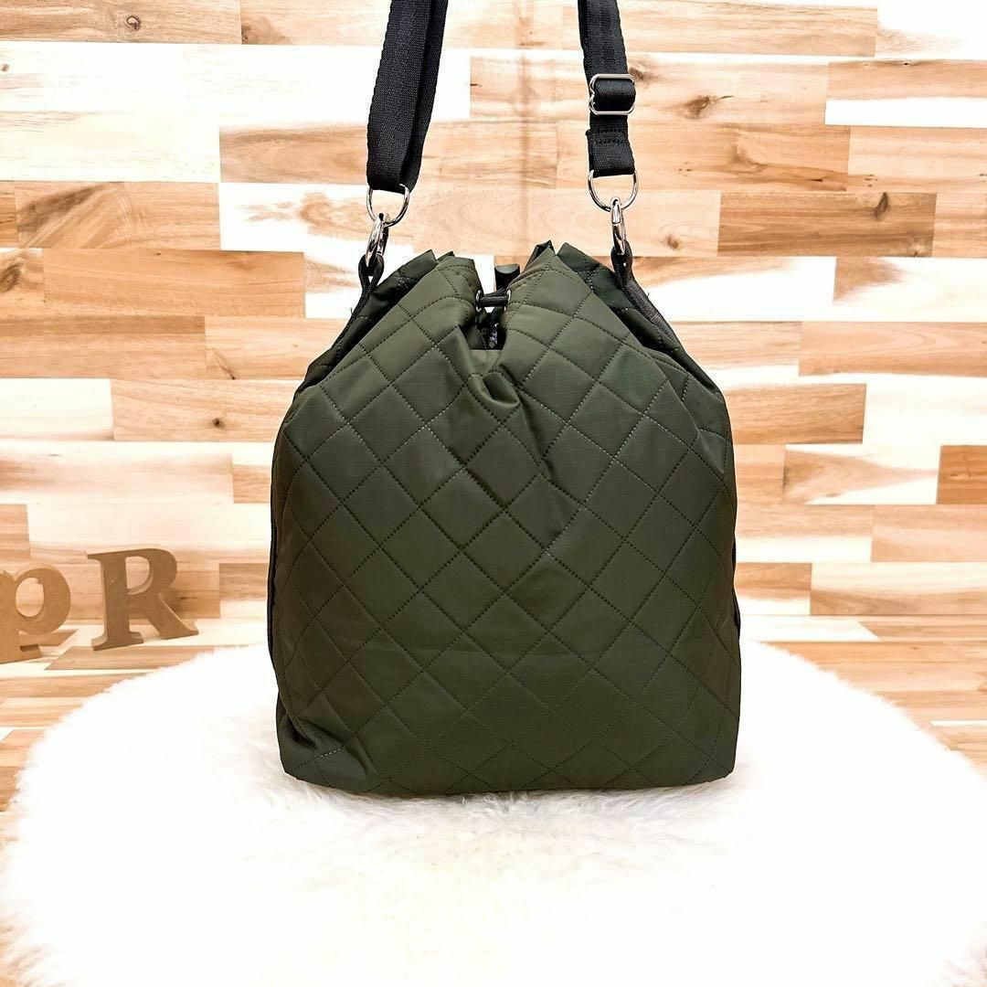 美品【レスポートサック】キルティング ショルダーバッグ フォレストキルト カーキ
