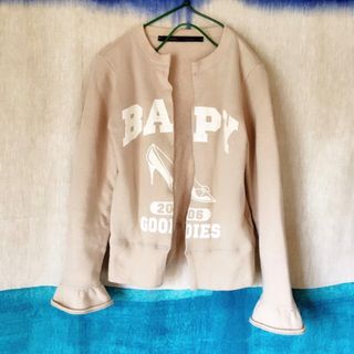 アベイシングエイプ(A BATHING APE)のBAPY A BATHING APE ロゴ スウェット カーディガン ベージュ(トレーナー/スウェット)