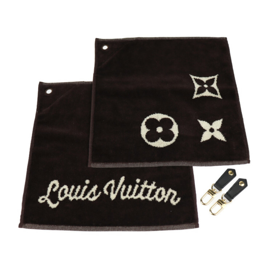 LOUIS VUITTON ルイ ヴィトン  ゴルフ・タオルセット タオル GI0824   コットン100％ ブラウン系   タオルフック付き ビトン 【本物保証】