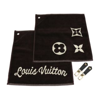 ルイヴィトン(LOUIS VUITTON)のLOUIS VUITTON ルイ ヴィトン  ゴルフ・タオルセット タオル GI0824   コットン100％ ブラウン系   タオルフック付き ビトン 【本物保証】(タオル/バス用品)