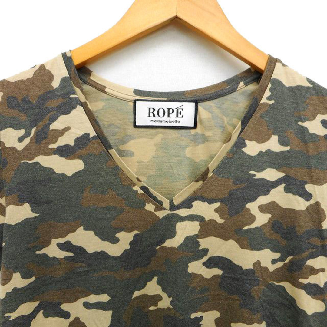 ROPE’(ロペ)のロペ  マドモアゼル カットソー Tシャツ Vネック 透け感 カモフラージュ柄 レディースのトップス(Tシャツ(半袖/袖なし))の商品写真