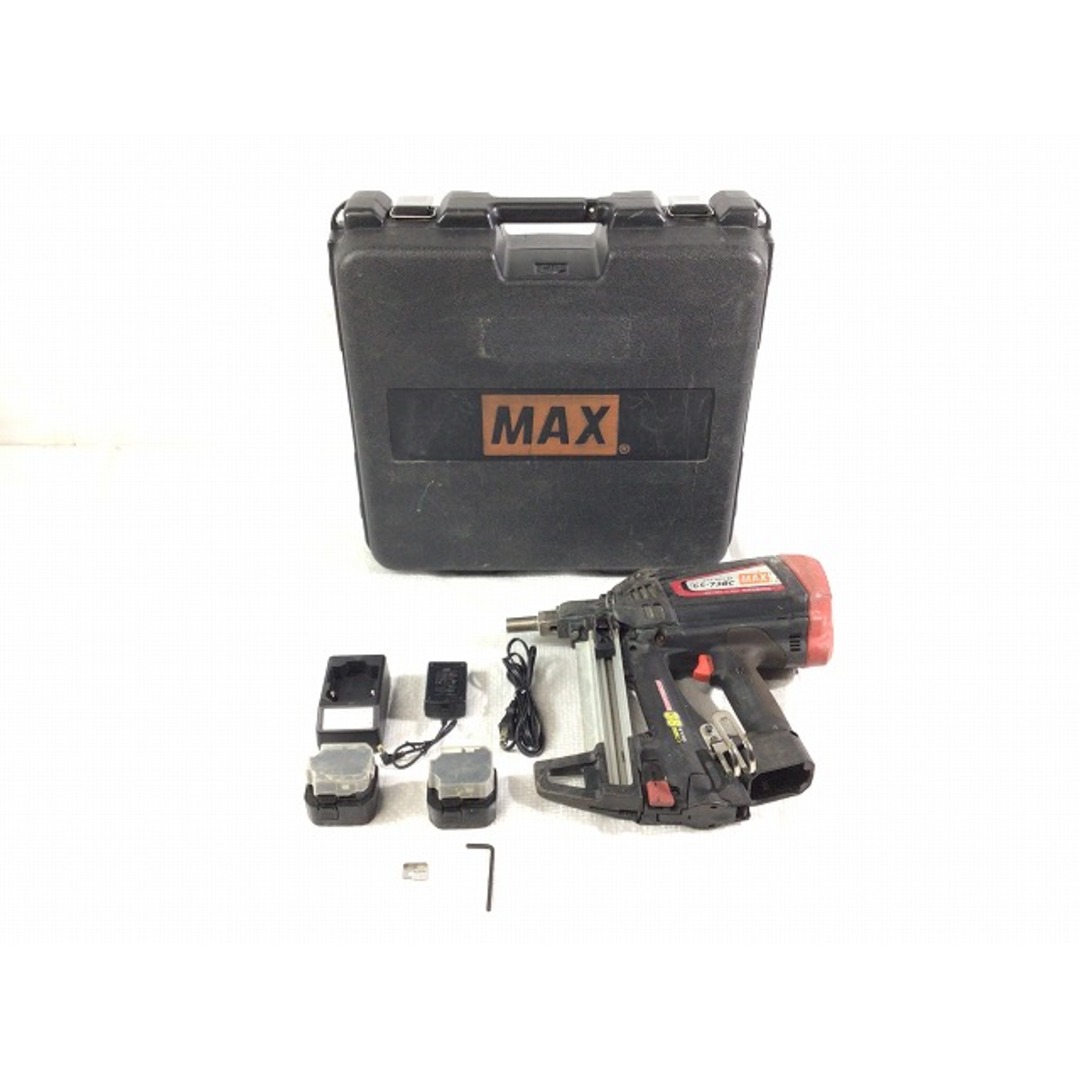 ☆品☆MAX マックス 38mm ガスネイラ GS-738C バッテリー2個 充電器 ケース ガス式鋲打ち機 73076