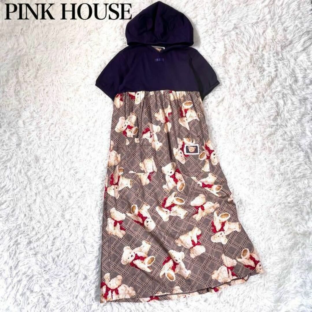 【極美品】PINK HOUSE ピンクハウス　テディベア　ドッキングワンピース