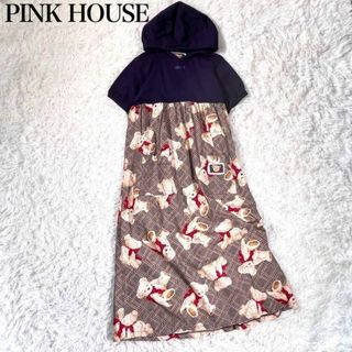 ピンクハウス(PINK HOUSE)の【極美品】PINK HOUSE ピンクハウス　テディベア　ドッキングワンピース(ロングワンピース/マキシワンピース)