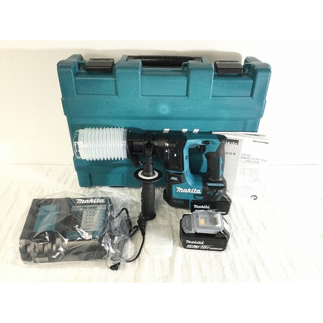 ☆未使用品☆makita マキタ 18V 17mm 充電式ハンマドリル HR171DRGX バッテリー2個(6.0Ah) 充電器 ケース付 74389 2