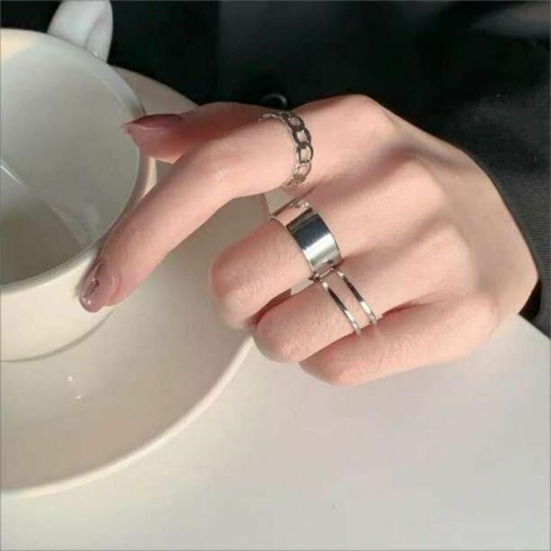 シルバーリング　3個セット　指輪　まとめ売り　シンプル　メンズ　レディース　韓国 メンズのアクセサリー(リング(指輪))の商品写真