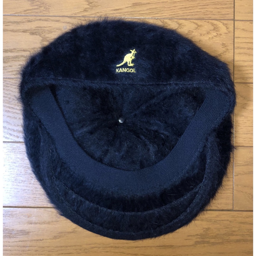 L 美品 KANGOL ファー ハンチングキャップ ベレー帽 ブラック ゴールド