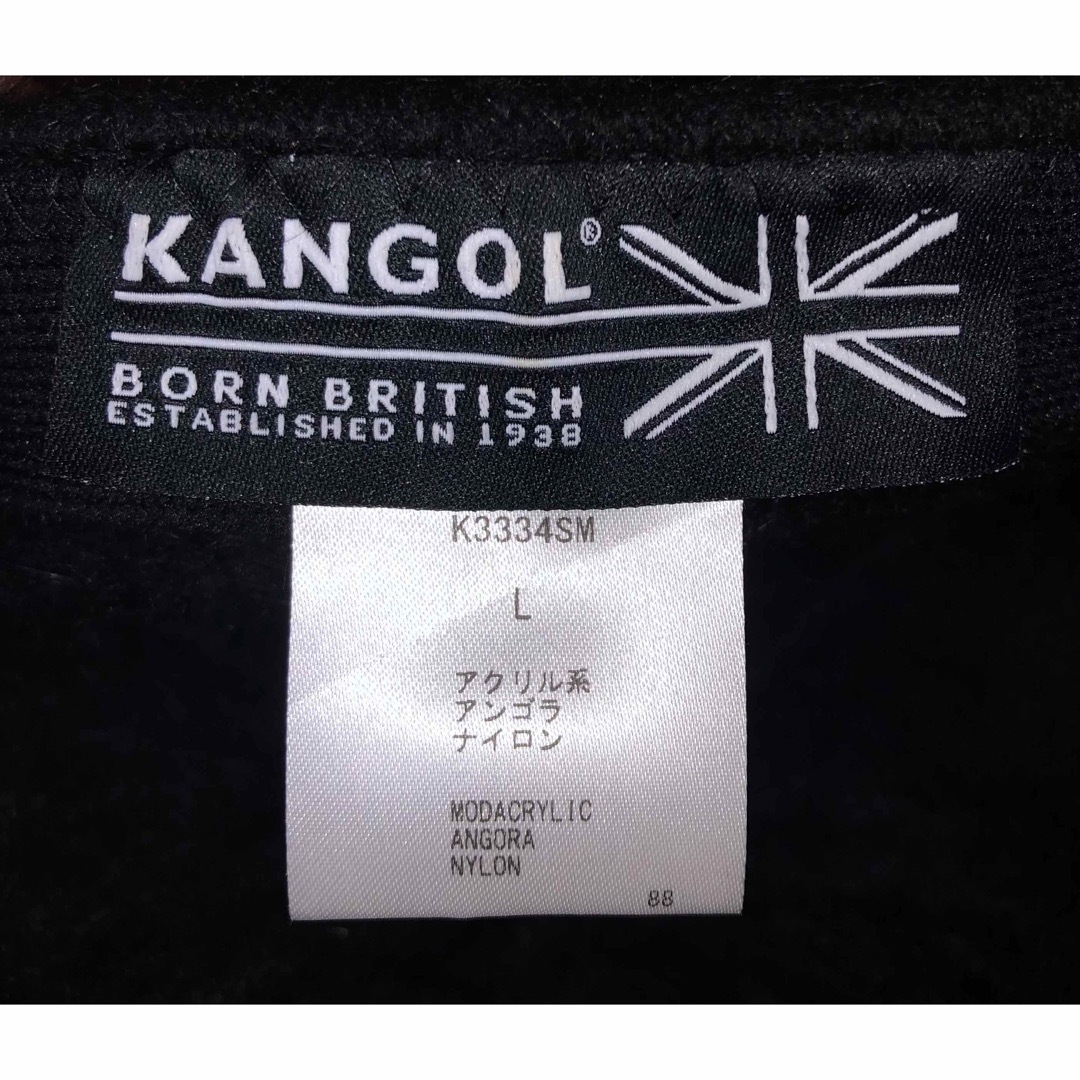 L 美品 KANGOL ファー ハンチングキャップ ベレー帽 ブラック ゴールド