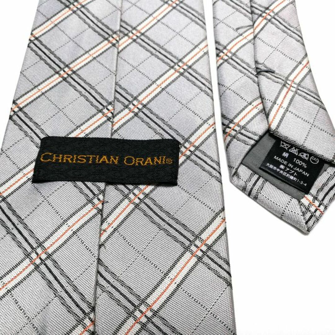青山(アオヤマ)のクリスチャンオラーニ チェック ライトグレー ネクタイ B101-G15 メンズのファッション小物(ネクタイ)の商品写真