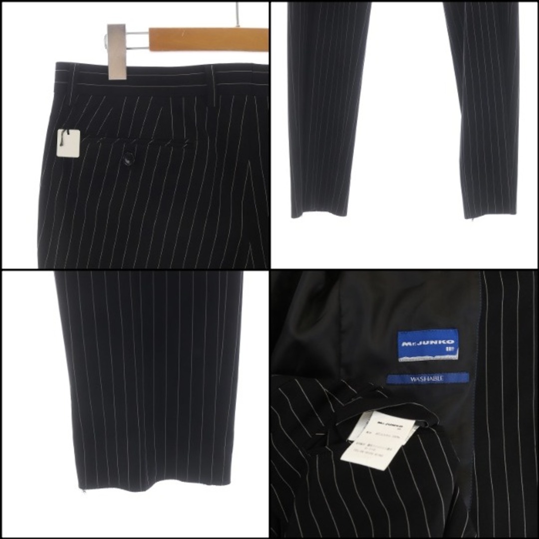 Mr.JUNKO スーツ テーラードジャケット パンツ ストライプ XL 黒 白
