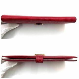 【激レア✨入手困難】エルメス 長財布 べアン リザード A彫刻 長財布 レッド
