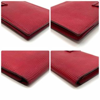 【激レア✨入手困難】エルメス 長財布 べアン リザード A彫刻 長財布 レッド