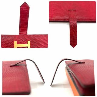 【激レア✨入手困難】エルメス 長財布 べアン リザード A彫刻 長財布 レッド